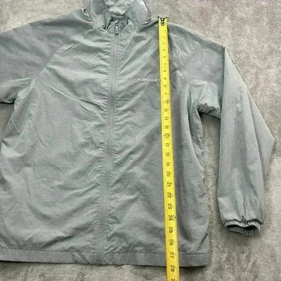ALPHALETE Jacket Mens Large Light Gray Endure Full Zip Windbreaker Nylon Workout - Picture 2 of 7